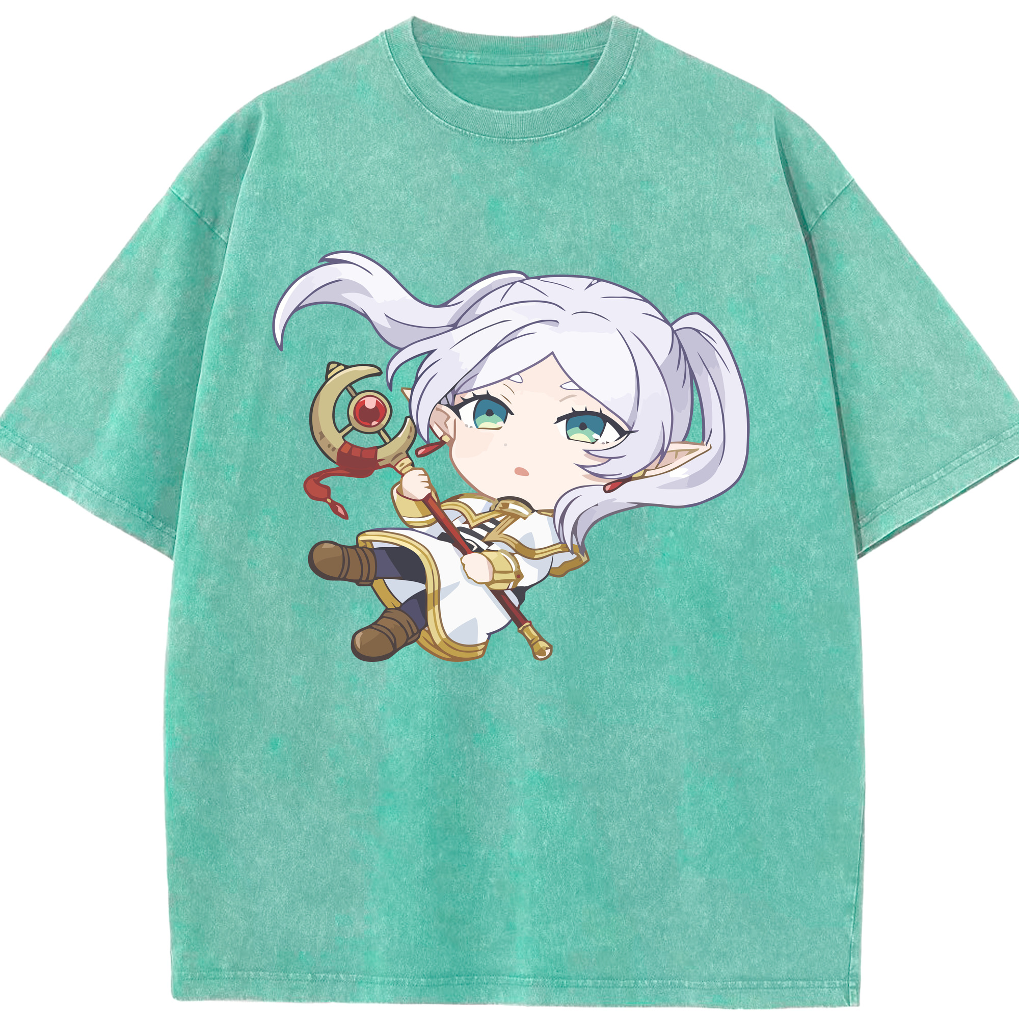 （画像用） 葬送のフリーレン Frieren 綿100% ヴィンテージ風 半袖Tシャツ（フロントプリント）